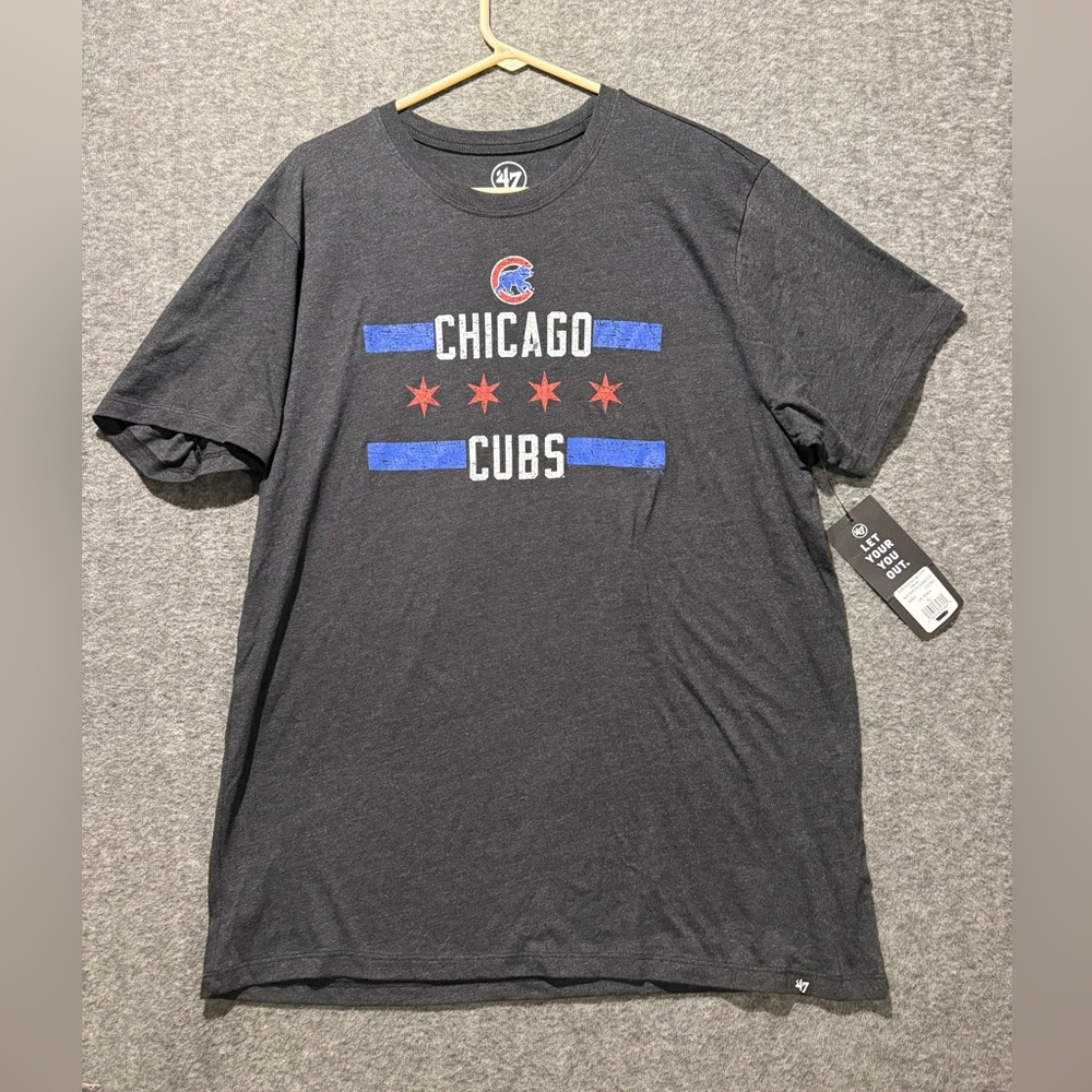 Chicago Cubs 47 Brand tee shirt mens XL black logo soft MLB short sleeve light